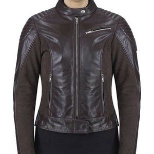 Viking Cycle Brown Leather Motorcycle Jacket Size L
